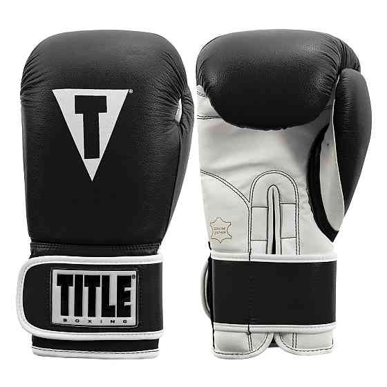 Боксерські рукавиці TITLE Boxing Pro Style Leather Gloves 3.0 Black/White 12 oz (бинти 4м. в комплек Каменское