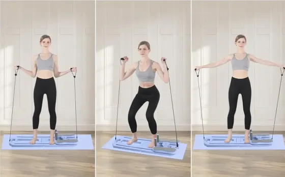 Тренажер напольныйдля пилатеса MM3000 для пресса и ног, с резинками Синий Коломыя