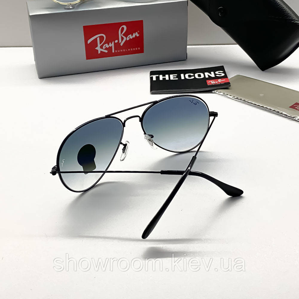 Жіночі сонцезахисні окуляри RAY BAN aviator black (2902) Київ - фото 4