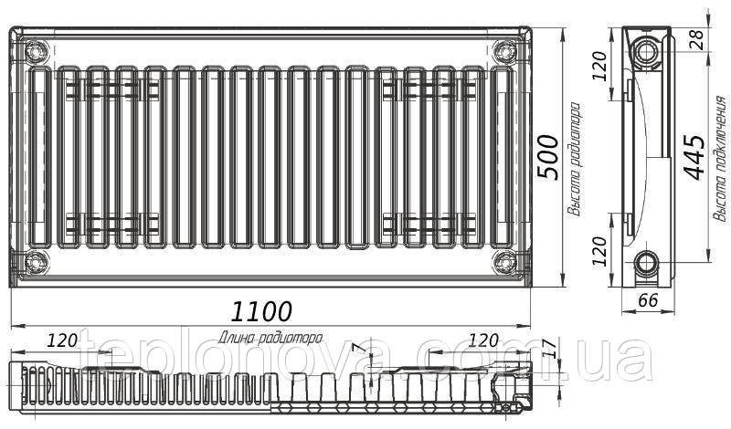 Радиатор стальной панельный KALITE 11 бок 500х1100 Черновцы - изображение 2
