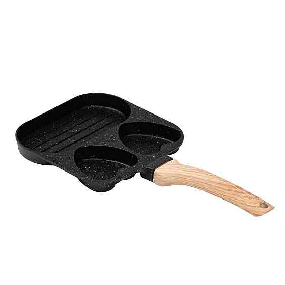 Сковорода квадратна порційна на 3 секції з антипригарним покриттям для всіх плит чорна HP39569B Київ