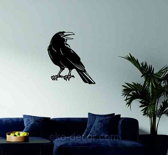 Декоративное настенное Панно «Ворон» Декор на стену 70*63 см, Черный Киев