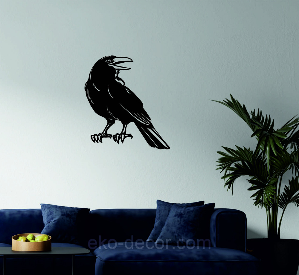 Декоративное настенное Панно «Ворон» Декор на стену 70*63 см, Черный Киев - изображение 2