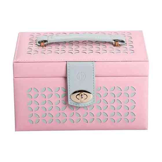 Шкатулка для украшений из эко кожи 3 яруса с зеркалом органайзер для ювелирных изделий HP-5-17P Киев