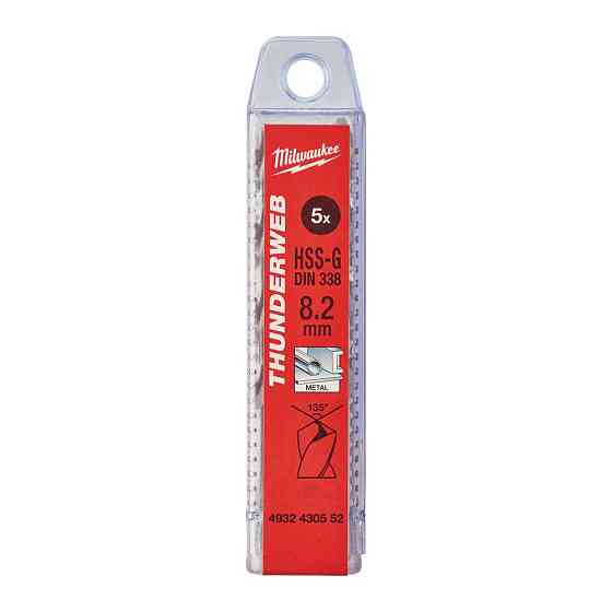 Свердло по металу THUNDERWEB HSS-G MILWAUKEE DIN338, діаметр8,2x117мм, (5шт) Одеса