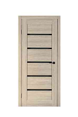 Дверь Реликт Лайн 30 Дуб Grey + Черное стекло 60*200 см Межкомнатные двери с темным стеклом Киев