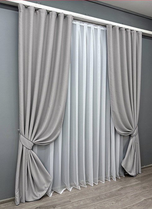 Комплект готовых штор VR-Textil Блэкаут двусторонний Eclipsе № 1792ш Серый 130х270 см 2 шт (39-865) Киев - изображение 3