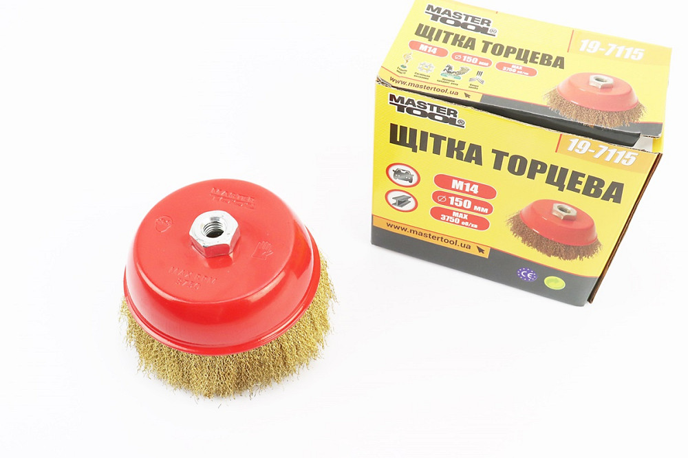 Щітка торцева М14 D-150мм з латунованого рифленого дроту 19-7115 Киев - изображение 1