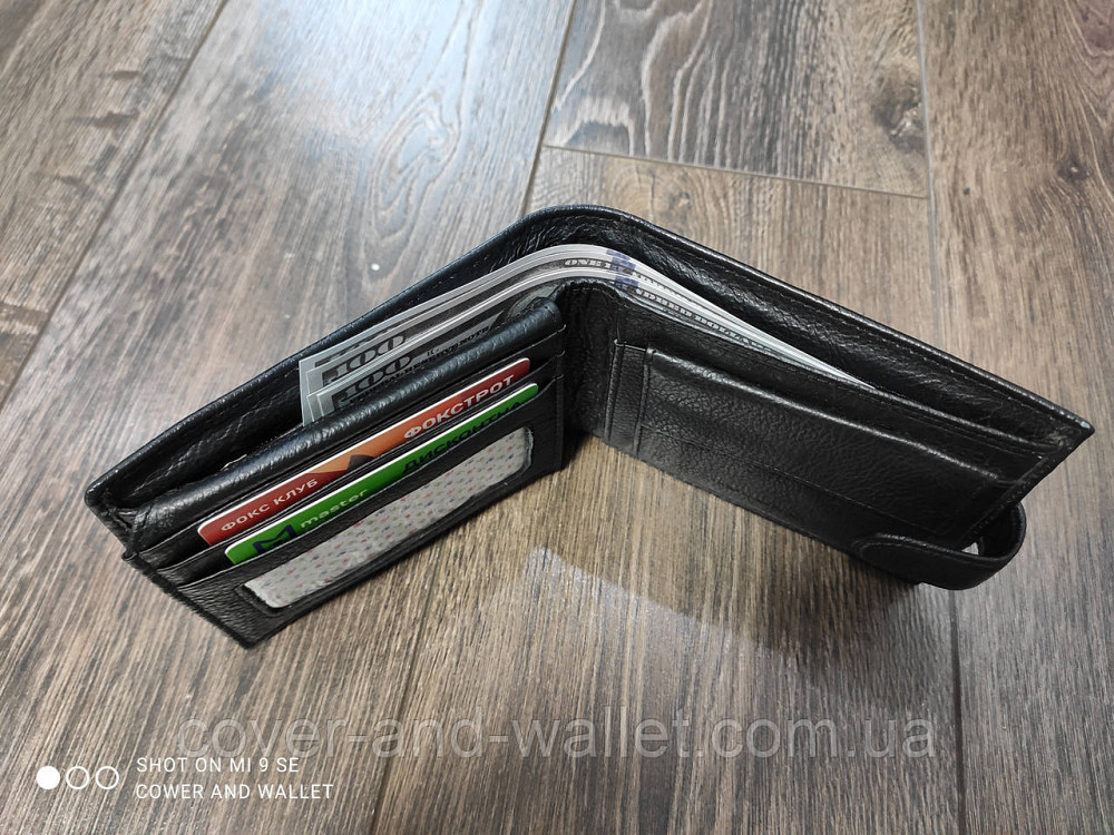 Шкіряний чоловічий гаманець подвійного складання для грошей та карток Marco Coverna M 103 Київ - фото 8