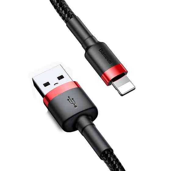 Кабель Baseus Cafule Cable USB For Lightning 2.4A 0.5m Red+Black Київ