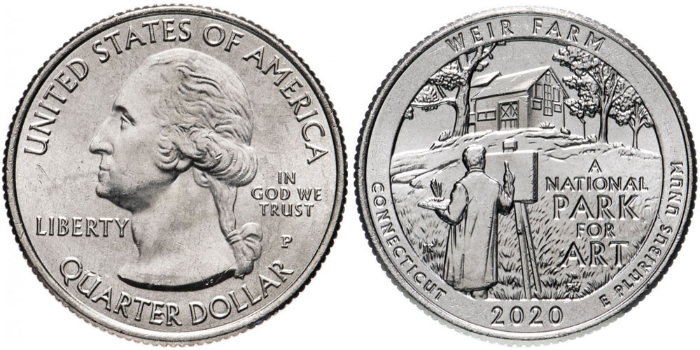 25 центов (квотер) 2020 г. США. Национальный парк Вейр Фарм, Коннектикут Полтава - изображение 1