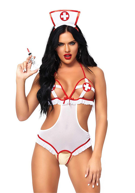 Костюм медсестри Leg Avenue Naughty Nurse, one size, боді та шапочка Sex Aura Київ - фото 1
