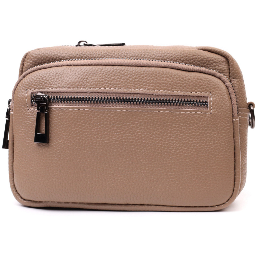 Практичная женская сумка с накладным карманом из натуральной кожи Vintage 22638 Бежевая Киев - изображение 5