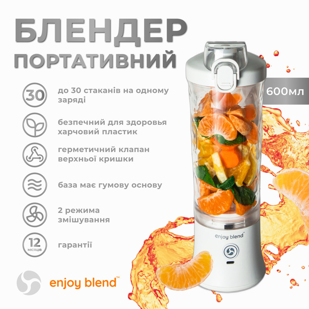 Портативный блендер ENJOY BLEND 63761029 белый Киев - изображение 3