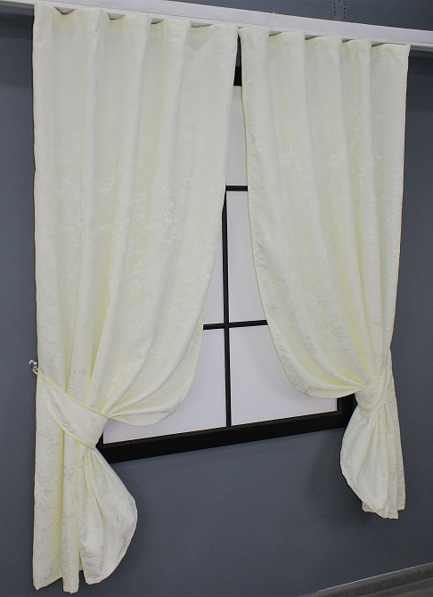 Комплект коротких штор VR-Textil Лен мрамор Pavliani № 1172ш Кремовый 130х170 см 2 шт (35-0068) Киев - изображение 2