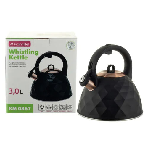 Чайник 3л нержавіюча сталь зі свистком з ручкою "soft-touch" (ручка:чорний) 867 KAMILLE Житомир - фото 7