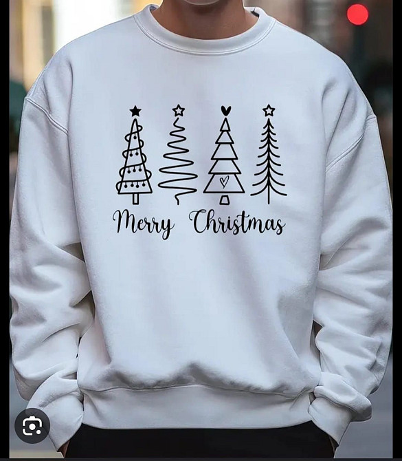 Світшот білий новорічний "Merry Christmas" з ялинками Чернівці - фото 1