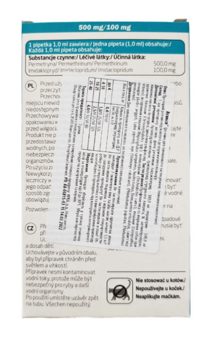 Атакса (Ataxxa) капли для собак от 4 до 10 кг против блох, клещей, вшей, власоедов (1,0 мл 1 пипетка) KRKA Винница - изображение 2