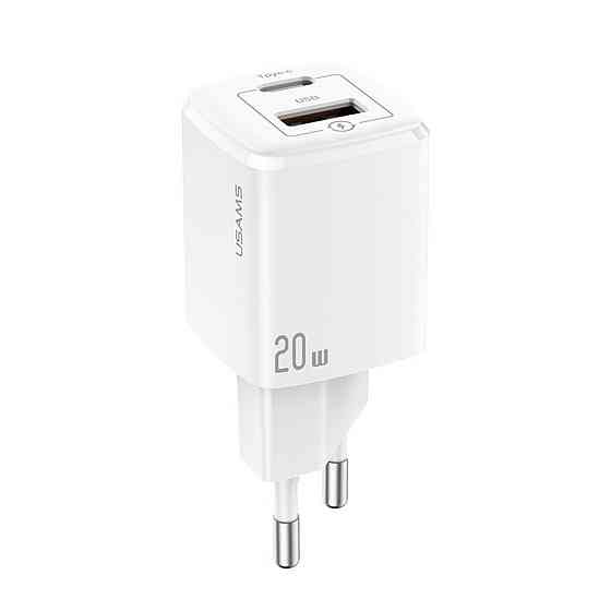 Мережевий зарядний пристрій Usams US-CC128 T37 Super Si QC3.0+PD Fast Charger 20W(EU) White Киев
