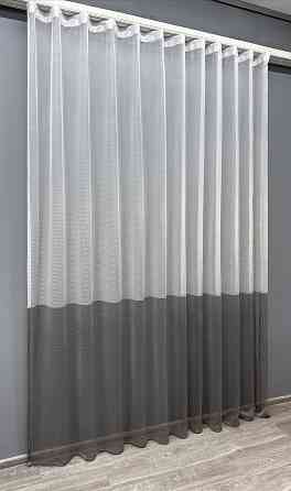 Тюль VR-Textil 1748т Сітка Льон Білий з графітовим 300х250 см (42-0759) Київ