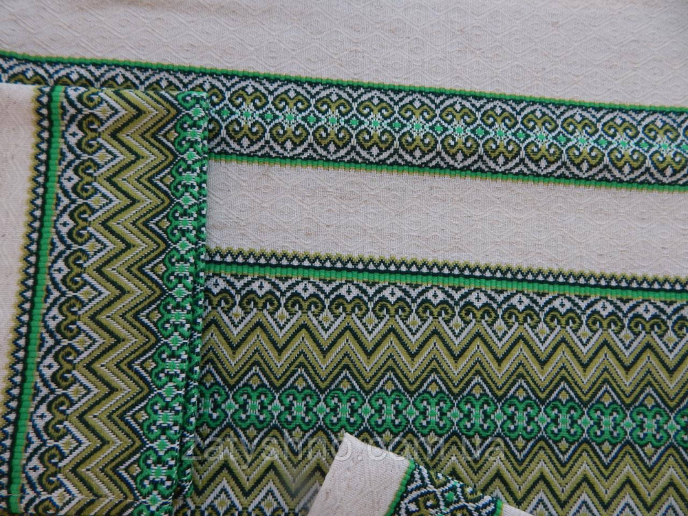 Зеленый комплект скатерти и салфетки вышитые Киев - изображение 3