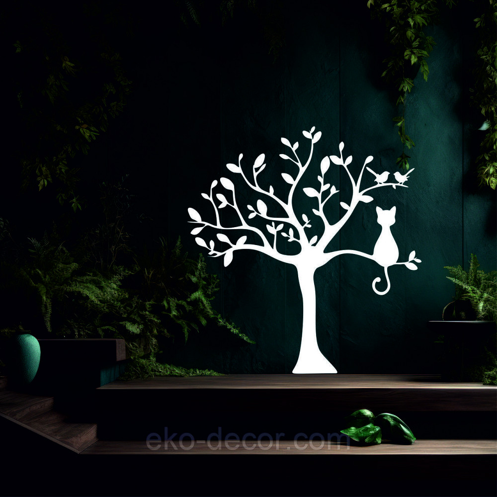 Декоративное настенное Панно «Кот на дереве» Декор на стену 70*66 см, Белый Киев - изображение 3