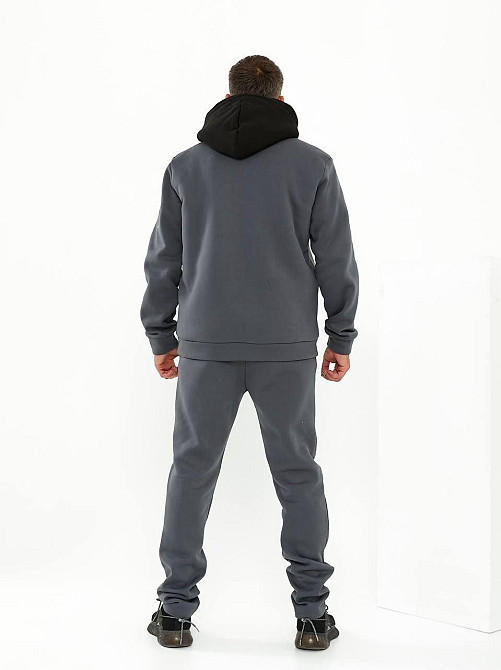Зимовий чоловічий спортивний костюм на хутрі Сіро-чорний 48/50 Харків - фото 7