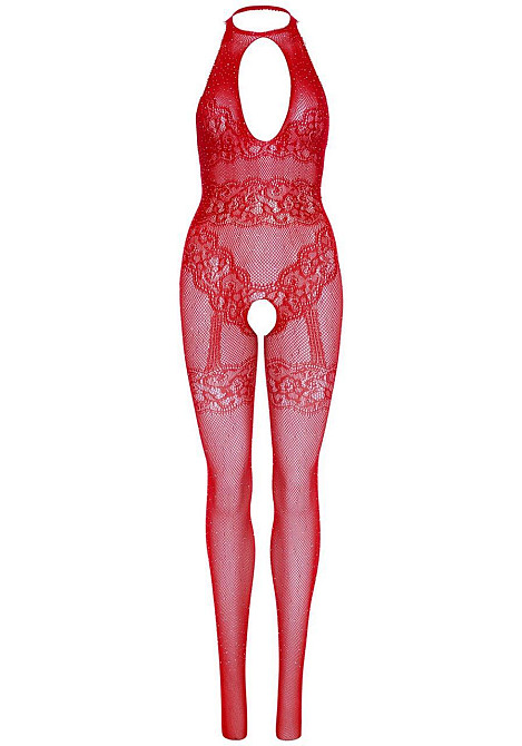 Бодістокінг Leg Avenue Rhinestone Lace and Net, One Size, червоний, зі стразами, відкритий доступ Sex Aura Київ - фото 4