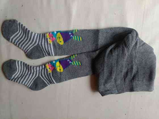 Махровые колготки детские серые - длина от низа попы к пяткам 35см (тянутся до 45см). Киев