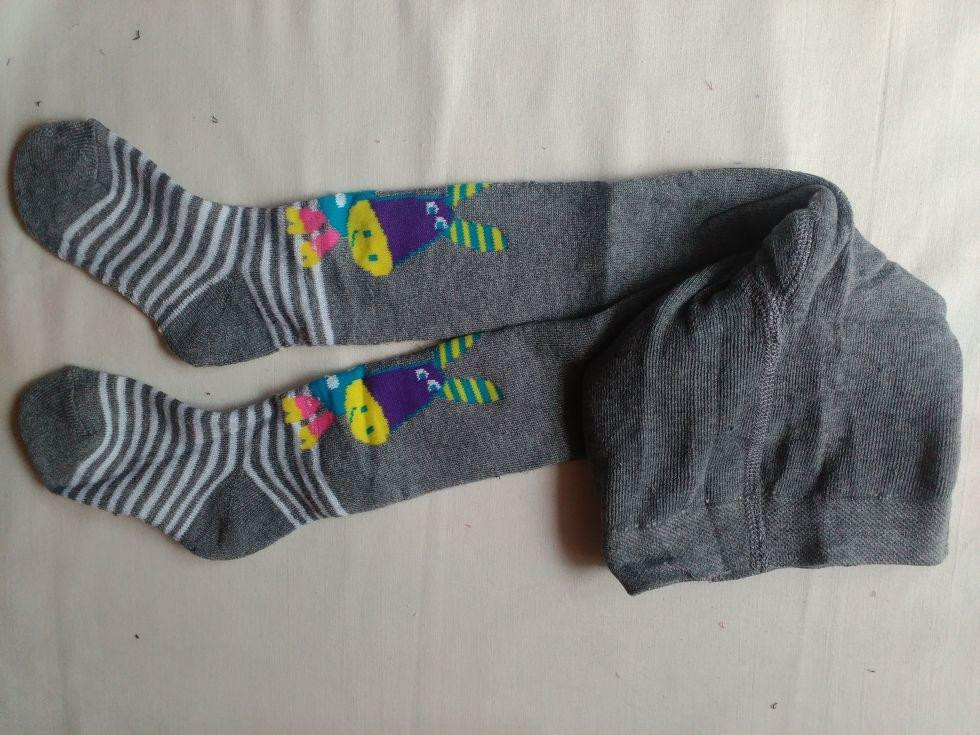 Махровые колготки детские серые - длина от низа попы к пяткам 35см (тянутся до 45см). Киев - изображение 1