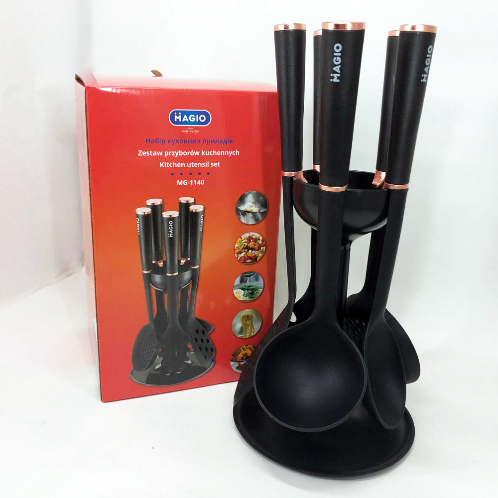 Подставка под кухонные аксессуары силикон MAGIO, Набор кухонный на стойке, Набор для готовки из нейлона VT-16 Львов - изображение 8