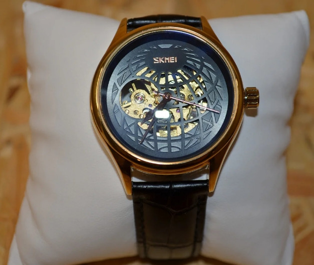 Чоловічий механічний годинник Skmei 9209 скелетон (Чорний) Вінниця - фото 6