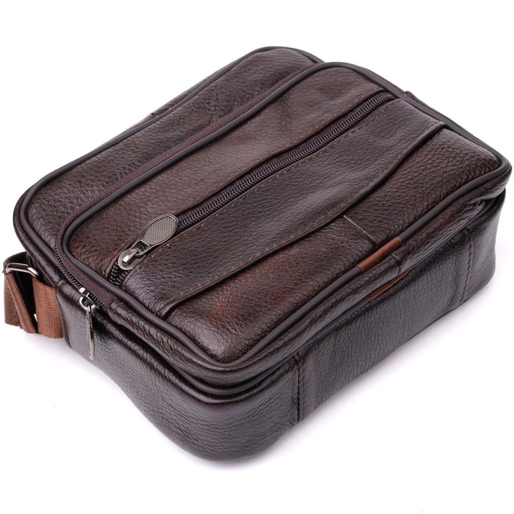 Горизонтальна зручна сумка з ручкою для чоловіків з натуральної шкіри Коричневий (Vintage) Київ - фото 9