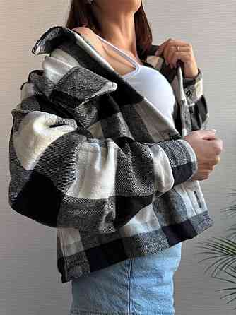 Жіноча тепла оверсайз сорочка в карту на ґудзиках кашемір Чорний Одеса