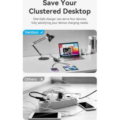 Зарядний пристрій Vention 4xUSB 100W (2xUSB-C+2xUSB-A) PD3.0/QC 3.0/GaN White (FBSWG-EU) Вінниця