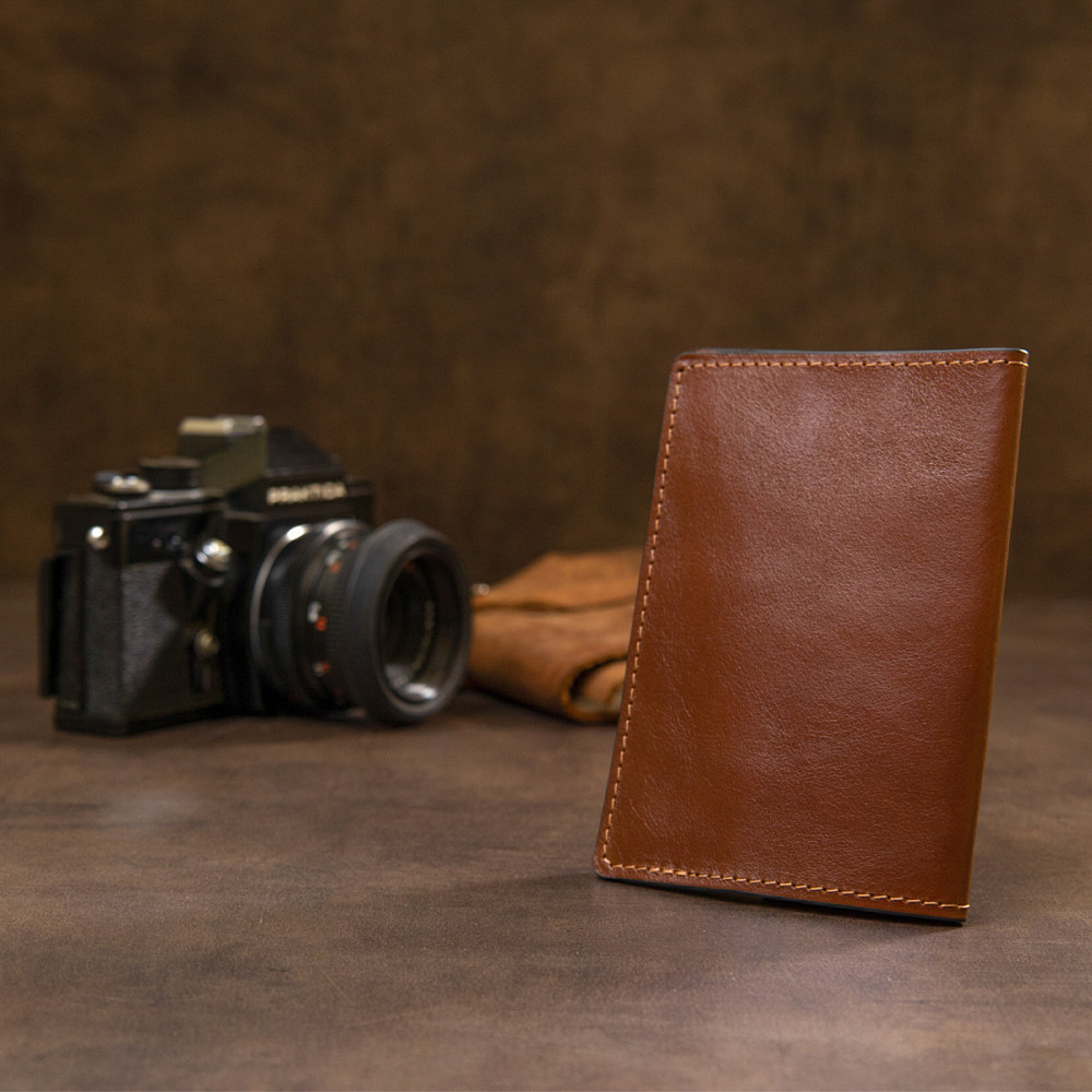 Обложка на паспорт из натуральной кожи Коричневый (GRANDE PELLE) Киев - изображение 3