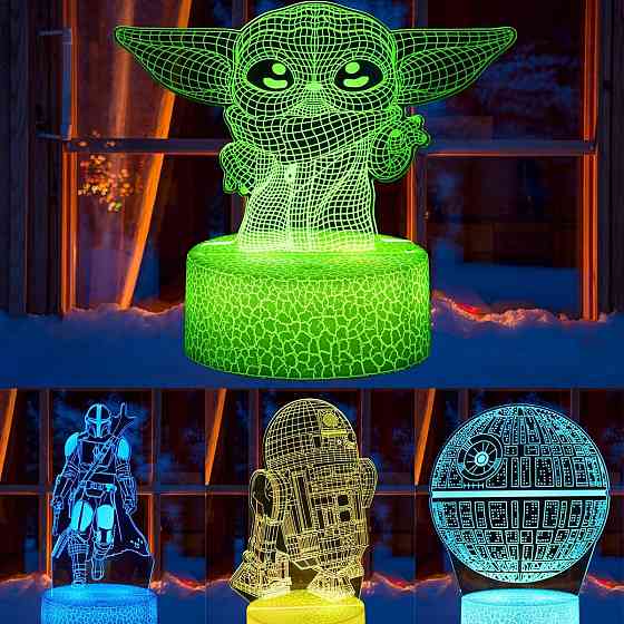 3D нічник Star Wars Baby Yoda, 4 фігури, 16 кольорів, подарунок фанатам Зоряні війни Малюк Йода, Ман Київ