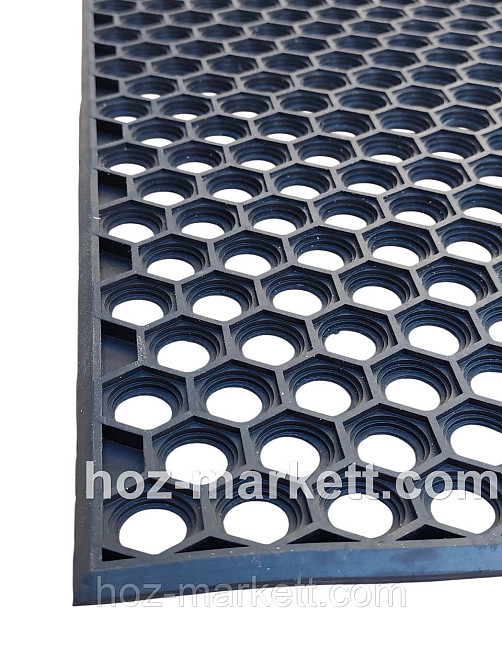 Килимок 75х45х0.9 см гумовий брудозахисний сота чорний Харків - фото 6