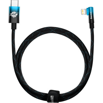 Дата кабель USB-C to Lightning 1.0m 20W 90° corner black/blue Baseus (CAVP000221) Винница - изображение 1