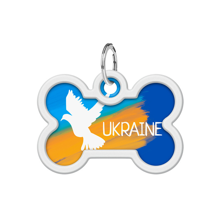 Адресник для собак і котів металевий WAUDOG Smart ID з QR-паспортом, малюнок "Фаг", кістка, Д 40 мм, Ш 28 Вінниця - фото 2