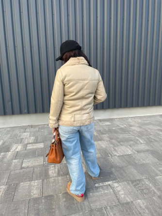 Стильная женская дублёнка Бежевый XL Харьков