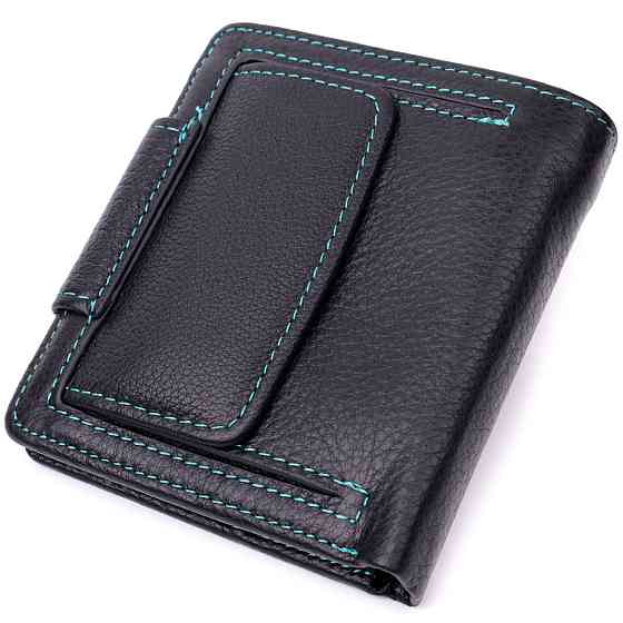 Кожаный стильный кошелек с монетницей снаружи для женщин Черный (ST Leather) Киев