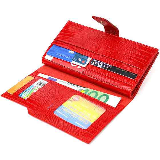 Красивый женский кошелек из натуральной фактурной кожи CANPELLINI 21646 Красный Киев