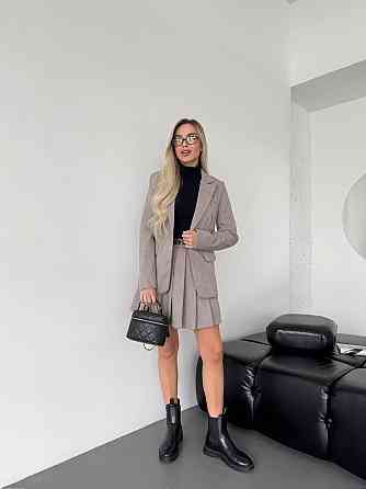 Женский стильный классический костюм двойка  кашемир + подкладка Шоколад, 48 Одесса