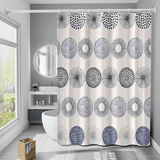 Шторка для ванны из полиэстера водонепроницаемая Bathlux 180x180 см с кольцами, занавеска для ванной комнаты Каменец-Подольский