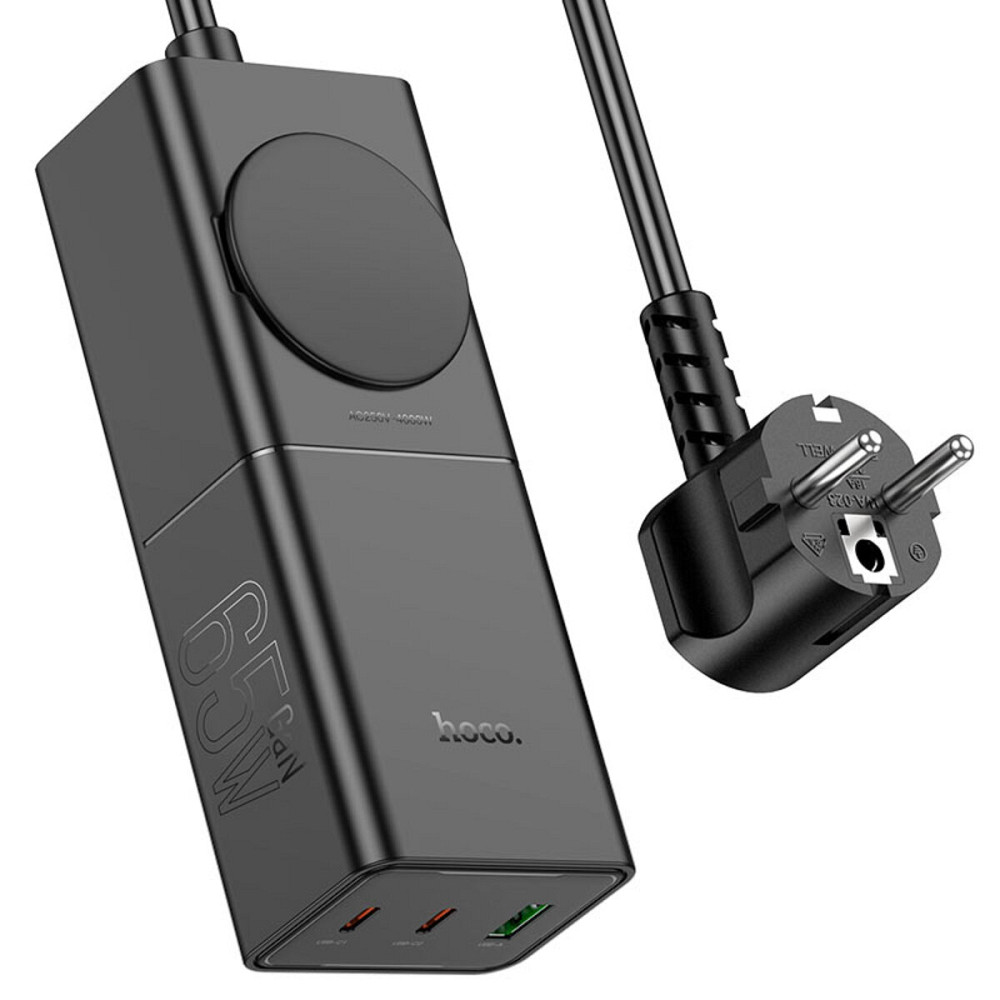 Мережевий зарядний пристрій Hoco NS4 Sharp PD65W(2C1A) desktop socket(EU/GER) Black (6942007617352) Київ - фото 1