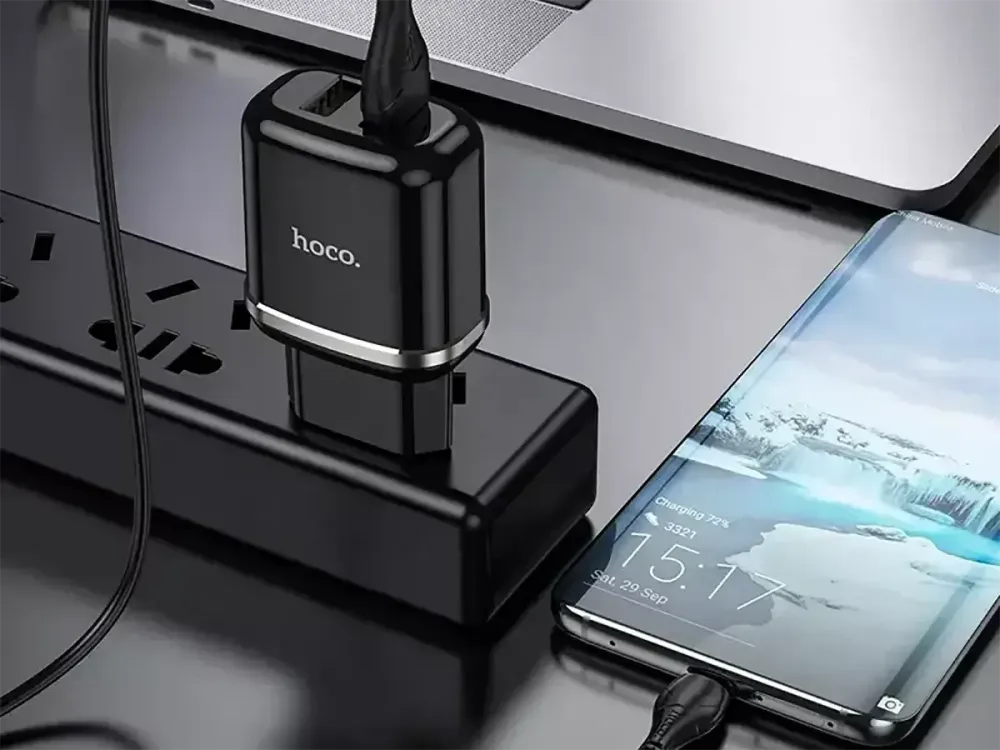 Зарядний пристрій Hoco N4 USBx2 з кабелем USB - micro USB, компактний, швидкий та безпечний Одеса - фото 1