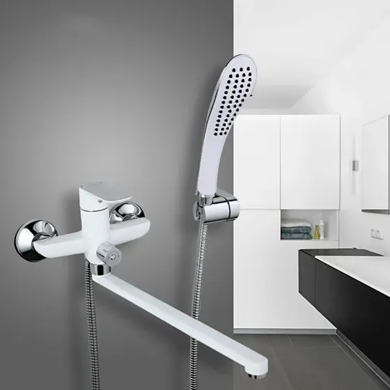 Змішувач для ванни з душовим гарнітуром GAPPO G48 G2248 білий/хром Київ