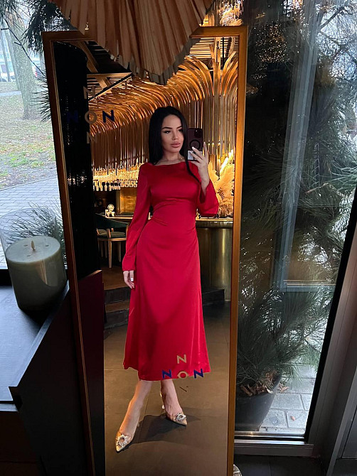 Жіноча стильна довга елегантна сукня дабл шовк Червоний, 46/48 Одеса - фото 5