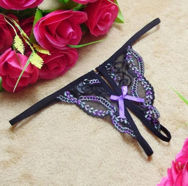 Труси з розрізом чорні еротичні унісекс - розмір універсальний, резинка до 82 см Київ - фото 1